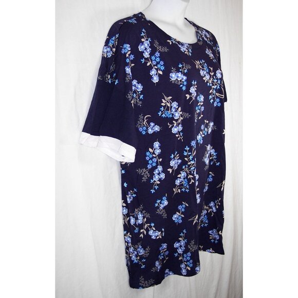 NEW Woman Within 2X 26/28 Navy Floral Short Sleeve Tunic Top - Picture 8 of 14